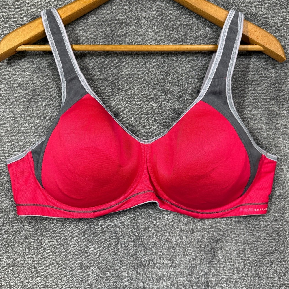 Freya Active Sports Bra 38D Underwired Hot Pink Grey J-Hook